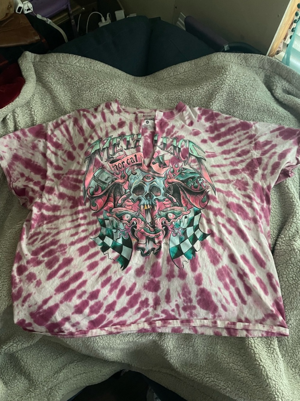 Unbranded Pink Tie-Dye Skull Graphic Short Sleeve Tee
